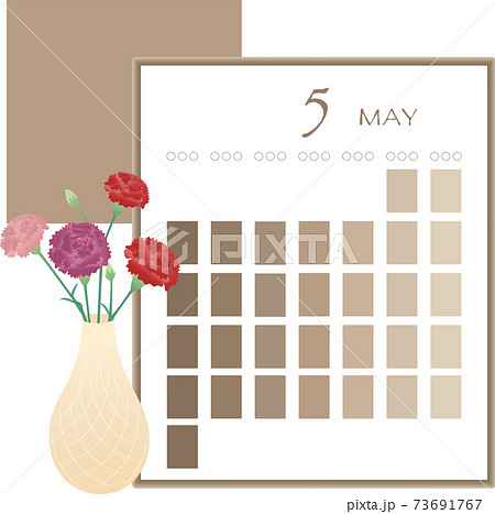 カーネーションと5月のカレンダーのイラスト素材
