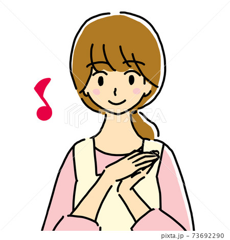嬉しくて笑う若い女性のイラスト 73692290