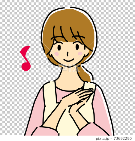 嬉しくて笑う若い女性のイラスト 73692290