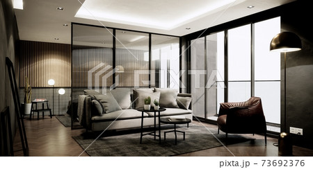 room mock up in modern style interior with furniture. contemporary apartment interior design. 3D illustration. room mock up in modern style interior with furniture. contemporary apartment interior design. 3D illustration. 73692376