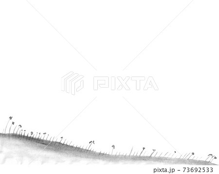 角に芝の手描きイラストのイラスト素材