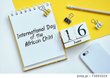International Day of the African Child 16 sixteenth june Month Calendar Concept on Wooden Blocks. 73693029