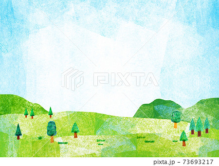 自然風景　丘　山　空　コラージュ 73693217