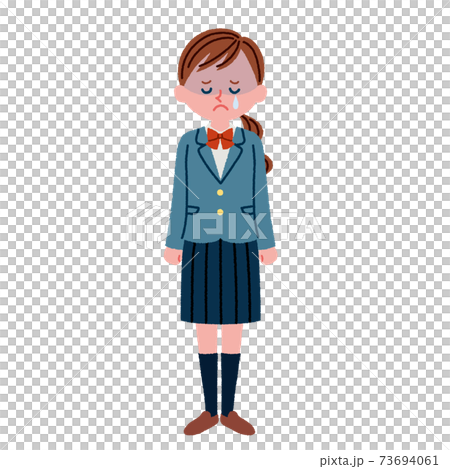 泣いている女子高校生のイラスト素材(全身) 73694061