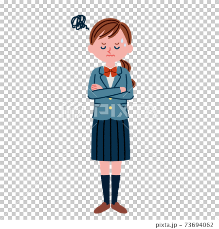 擔心的高中女生的插圖素材(全身) 擔心的高中女生的插圖素材(全身) 73694062