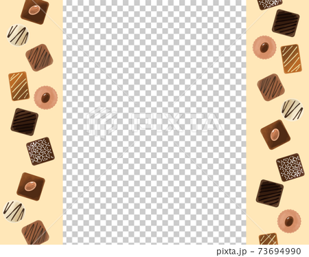 チョコレートイラストフレーム 左右ライン 背景色ありのイラスト素材