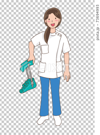 短下肢装具を持つ女性セラピスト 73694993