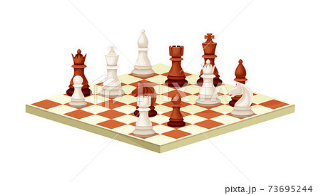 Chessboard with Chess Pieces as Chess or Strategy Board Game Vector Illustration Chessboard with Chess Pieces as Chess or Strategy Board Game Vector Illustration 73695244
