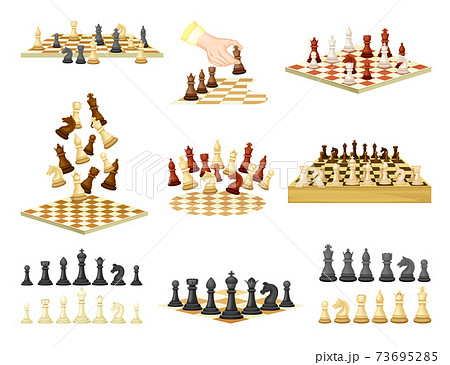 Chess as Strategy Board Game with Chessboard and Chess Pieces Vector Set Chess as Strategy Board Game with Chessboard and Chess Pieces Vector Set 73695285