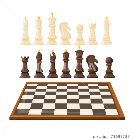 Wooden Chessboard With Chess Pieces As Chess Or のイラスト素材