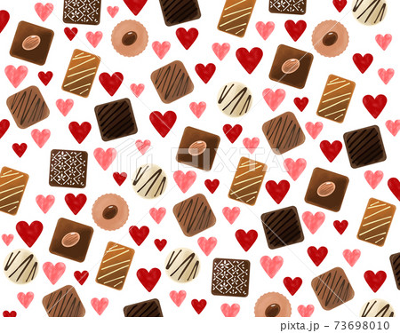バレンタインに使えるチョコレートとハートのイラスト背景素材のイラスト素材 バレンタインに使えるチョコレートとハートのイラスト背景素材のイラスト素材