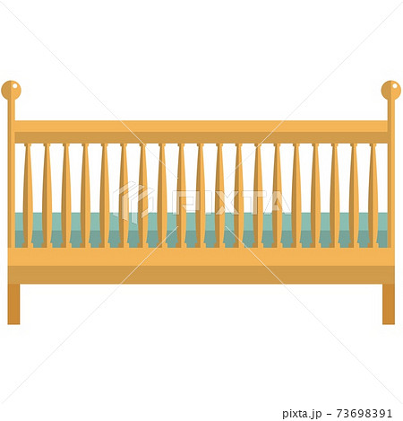 Baby cradle icon, flat vector isolated illustration. Newborn wooden cot, crib. Nursery furniture. Baby cradle icon, flat vector isolated illustration. Newborn wooden cot, crib. Nursery furniture. 73698391