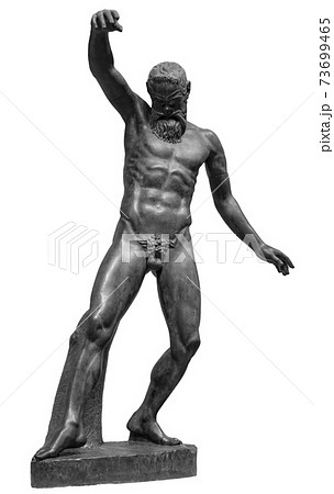Ancient Roman marble male Statue isolated over white background. Stone antique sculpture of naked man Ancient Roman marble male Statue isolated over white background. Stone antique sculpture of naked man 73699465