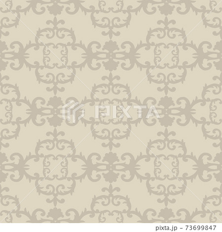Seamless baroque style damask ornamental pattern. Hand drawn beige texture 73699847