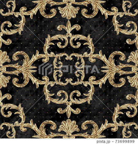 Baroque golden elements seamless pattern. Gold texture 73699899