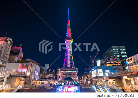 愛知県 名古屋テレビ塔 久屋大通公園の夜景の写真素材