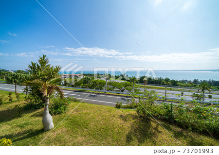 「沖縄県」伊芸SAの展望台から望む風景 「沖縄県」伊芸SAの展望台から望む風景 73701993