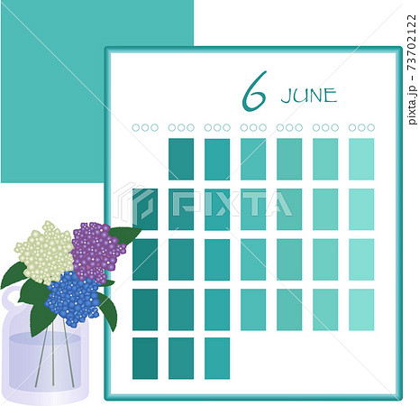 アジサイと6月のカレンダーのイラスト素材