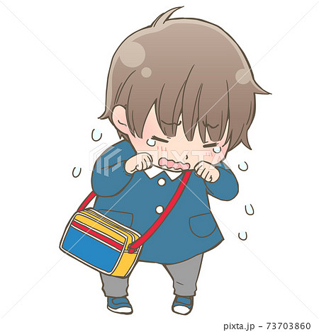 Boy In Crying Garden Clothes Stock Illustration