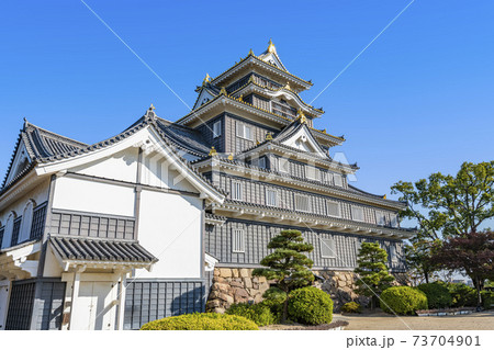 岡山県岡山市 日本100名城 晴天の岡山城の写真素材