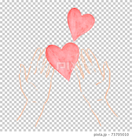 水彩　愛　愛情　ハート　手　母の日 73705010