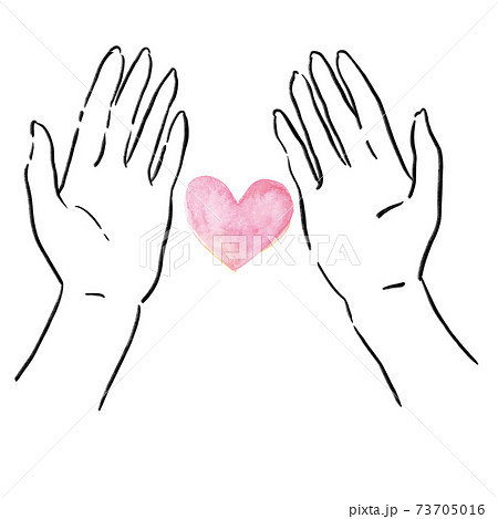 水彩　愛　愛情　ハート　手　母の日 73705016