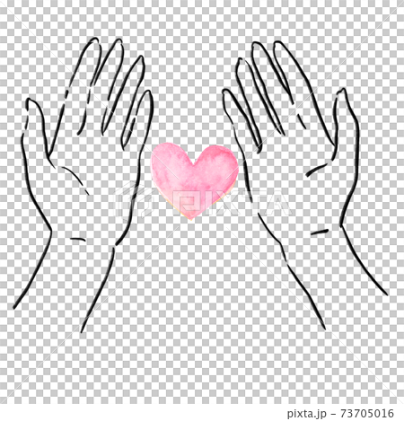 水彩　愛　愛情　ハート　手　母の日 73705016