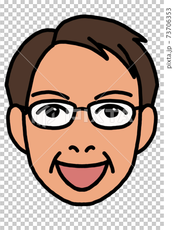 正面を向いた中年男性(喜ぶ、笑顔、背景白) 正面を向いた中年男性(喜ぶ、笑顔、背景白) 73706353