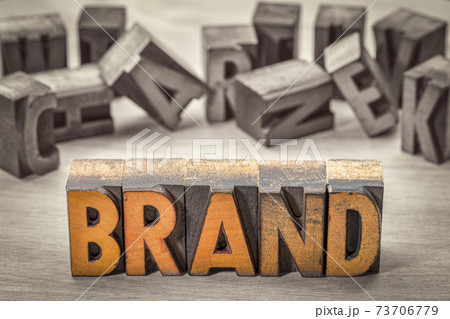 brand word  in letterpress wood type 73706779