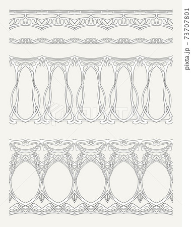 Set of Seamless borders. Outline vector illustration 73707801