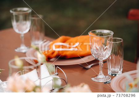 wedding table decoration with flowers on the table, dinner table decor 73708296