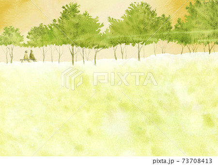 シルエット 森 夫婦のイラスト素材