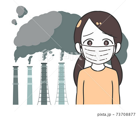 工場の排気ガス マスクの女の子のイラスト素材