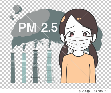 工廠廢氣PM2.5面罩的女孩 73708938