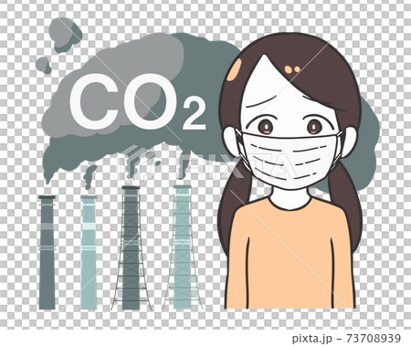 工廠廢氣CO2面罩的女孩 73708939