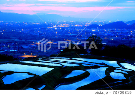 春の姨捨の棚田 73709819