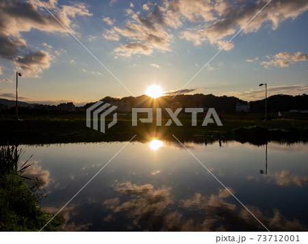 Sunset view of some cityscape with reflection in Xindian District area Sunset view of some cityscape with reflection in Xindian District area 73712001