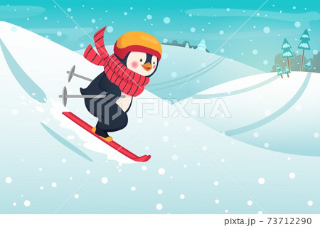 Penguin skier isolated Penguin skier isolated 73712290