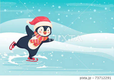 Penguin ice skating 73712291
