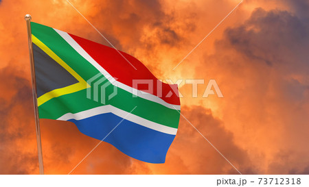 South Africa flag on pole 73712318