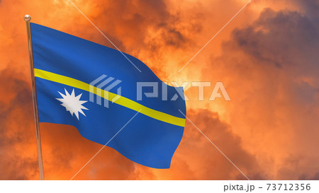 Nauru flag on pole 73712356