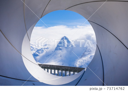 The north face of the Eiger, seen from the Schilthorn mountain near Murren in Switzerland 73714762