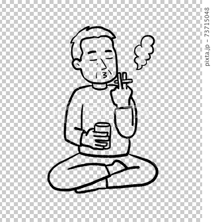 Illustration of an uncle who drinks alcohol and... - Stock Illustration  [73715048]