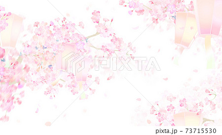 桜と提灯の背景 - 複数のバリエーションがあります 73715530