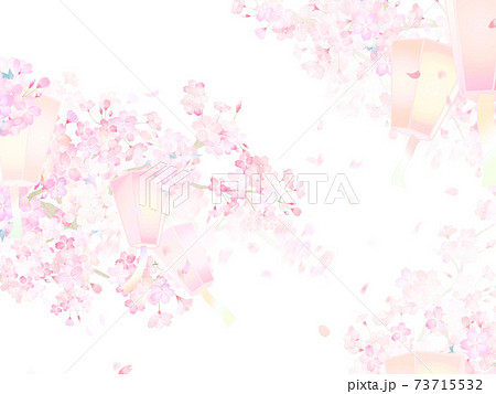 桜と提灯の背景 - 複数のバリエーションがあります 73715532