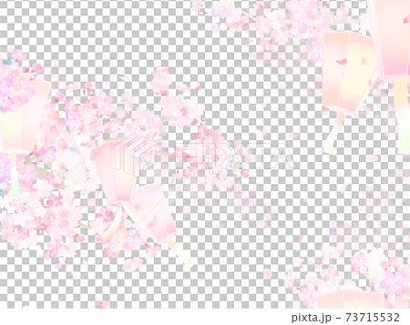 桜と提灯の背景 - 複数のバリエーションがあります 73715532