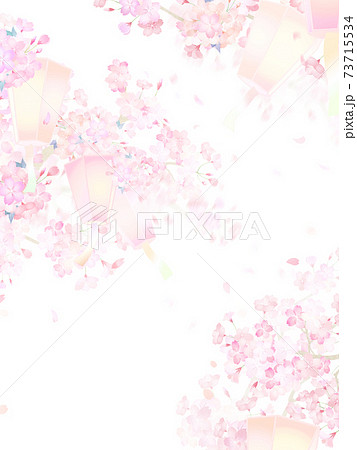 桜と提灯の背景 - 複数のバリエーションがあります 73715534