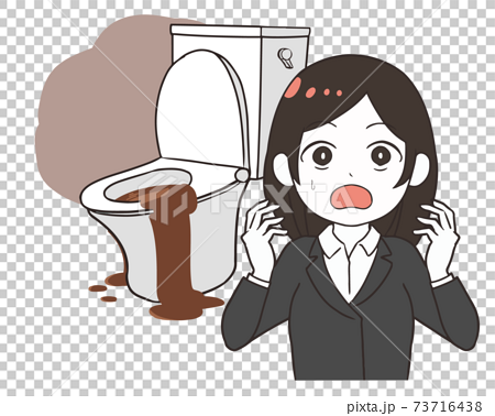 オフィスのトイレが壊れる 女性のイラスト素材