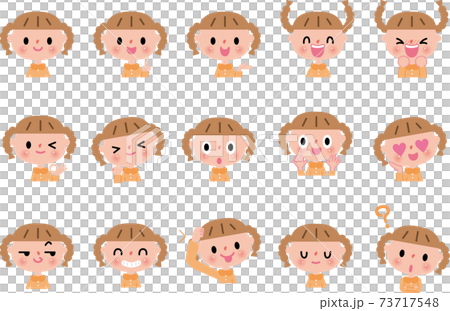 積極的女孩面部表情各種姿勢集 73717548