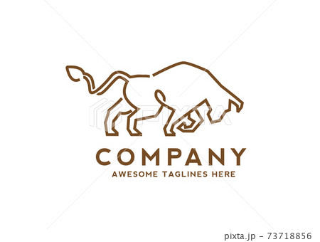 line art aggressive strong wild bull with long horns, for logo or emblem line art aggressive strong wild bull with long horns, for logo or emblem 73718856